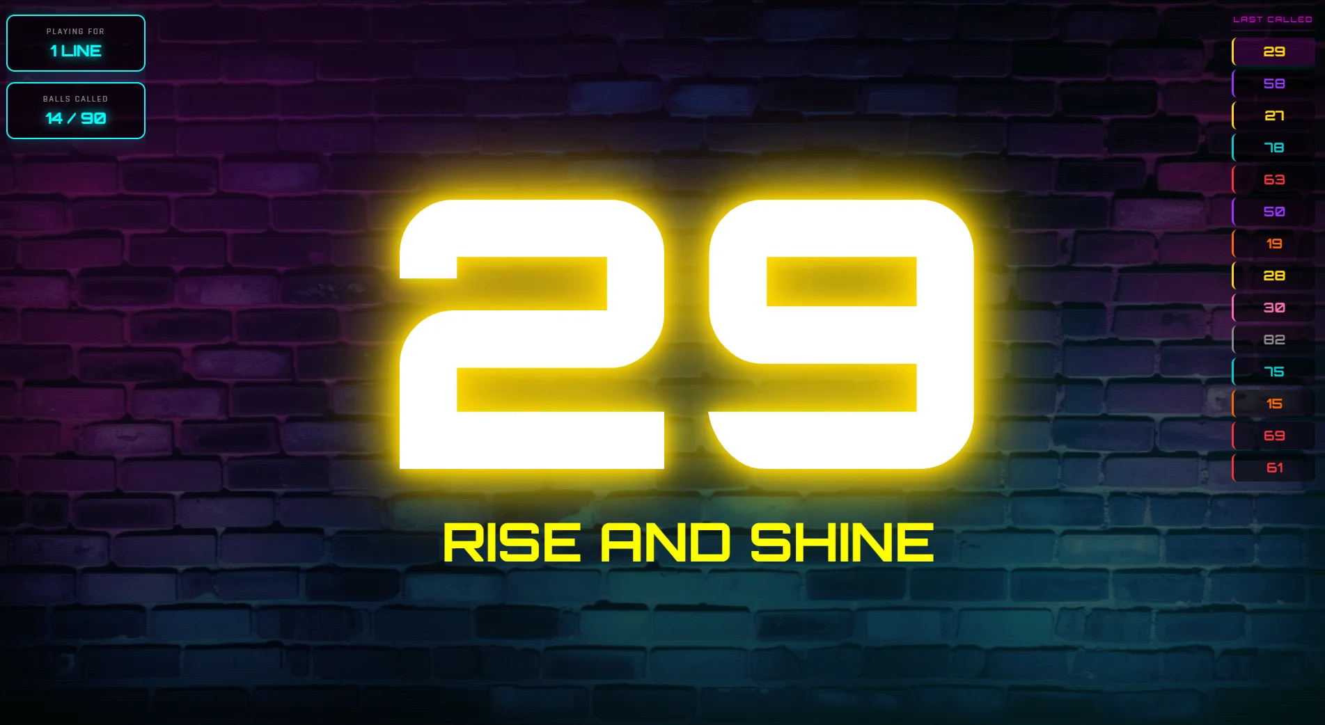 Bingo audience view on a big screen